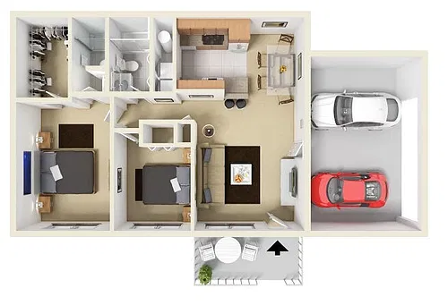 Floor plan Ranch-2 Bed/2 Bath/2.5 Car Attached Garage