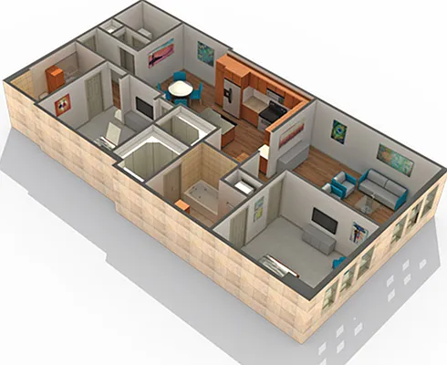 2 BR x 2 BA - B Floorplan 2 BR x 2 BA - B Floorplan