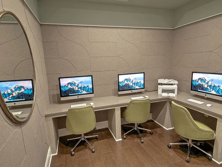 Business Center with iMac Computers and Printer