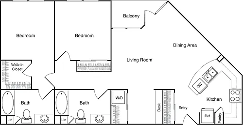 Floor plan Two Bedroom - E