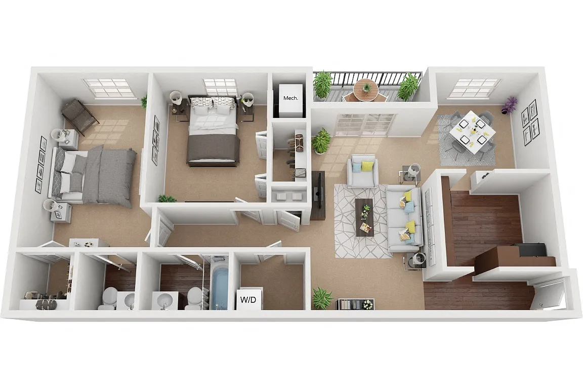 Floor plan Canton 2 Bedroom 1.5 Bath Renovated
