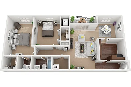 Floor plan Canton 2 Bedroom 1.5 Bath Renovated
