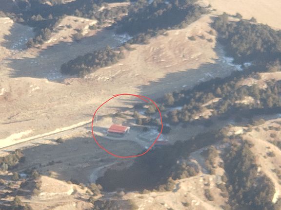 Arial view-house is circled