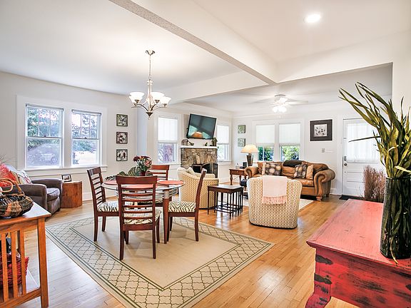 The open living/dining area is light filled and spacious.