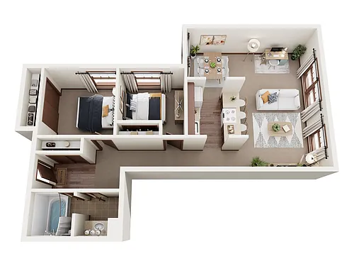 Floor plan Two Bedroom One Bath