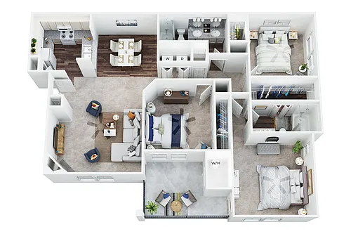 Floor plan C-1 (3 bedroom 2 bath)