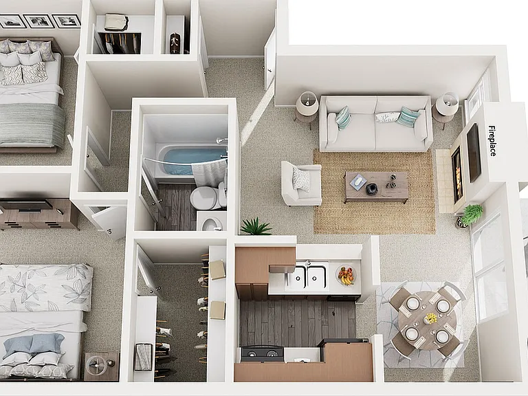 Two Bedrooms, One Bathroom, 840 sqft. Two Bedrooms, One Bathroom, 840 sqft.