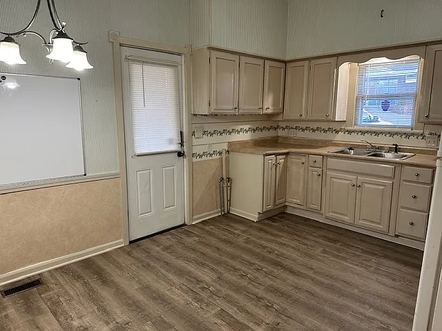 kitchen has good cabinet storage with lazy Susan in corner cabinet
