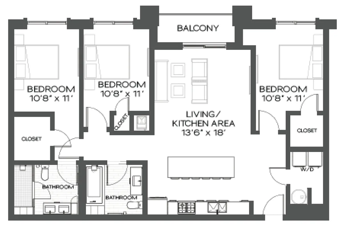 Floor plan 3 Bed/2 Bath-C2
