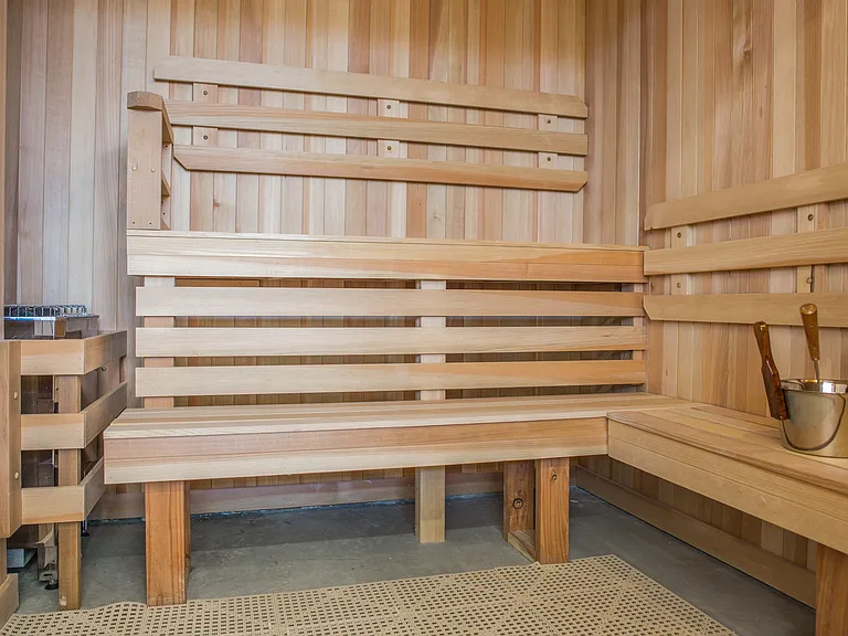 Unwind in luxe cedar-lined dry saunas