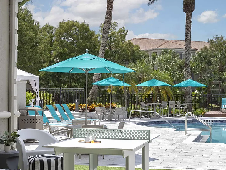 Poolside ping pong table