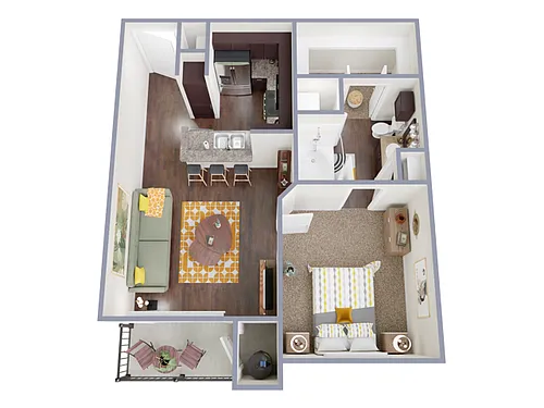 Floor plan 1 Bed, 1 Bath A