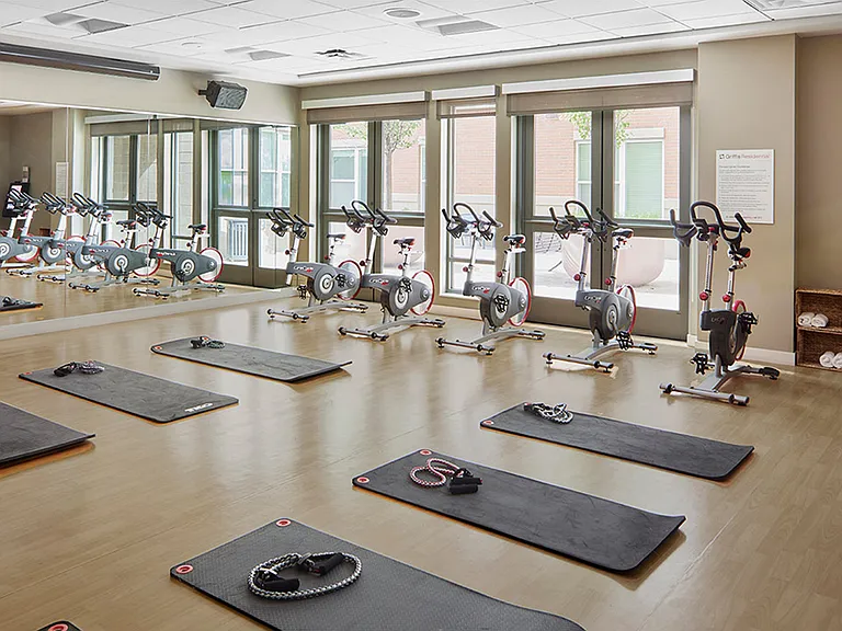 Apartment community Yoga Studio at Griffis Cheesman Park in Denver, Colorado.