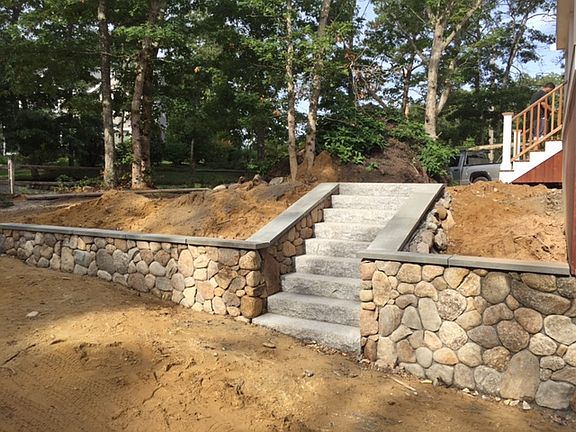 Cut-granite front steps