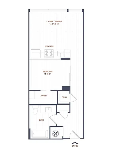 Floor plan 1 Bed/1 Bath-A01
