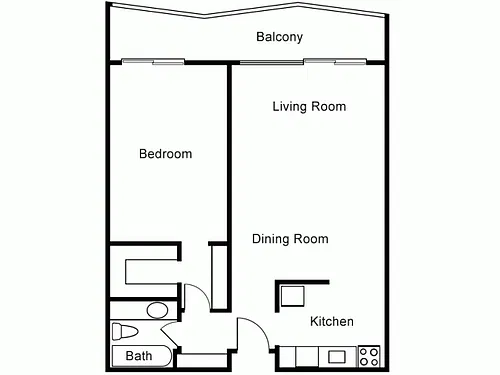Floor plan Medium 1BR/1BA