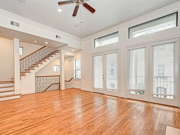 2nd floor living room with ceiling-to-floor windows (12 feet high ceiling!!)