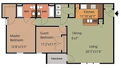 Floor plan 2 Bedroom 2 Bath
