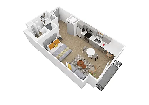 Floor plan Studio 1 Bath