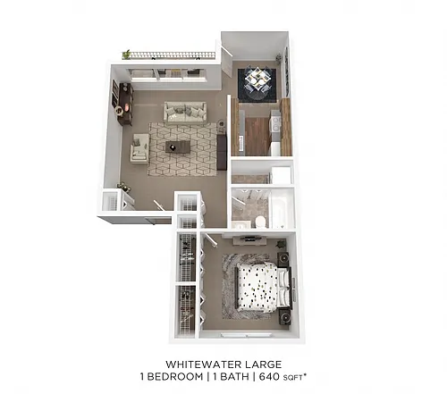 Floor plan One Bedroom- 640 sqft