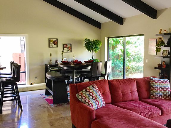 Travertine floors throughout