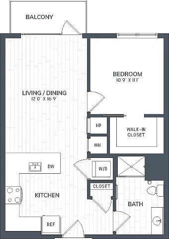 Floor plan A2.2 | 1 Bed | 1 Bath