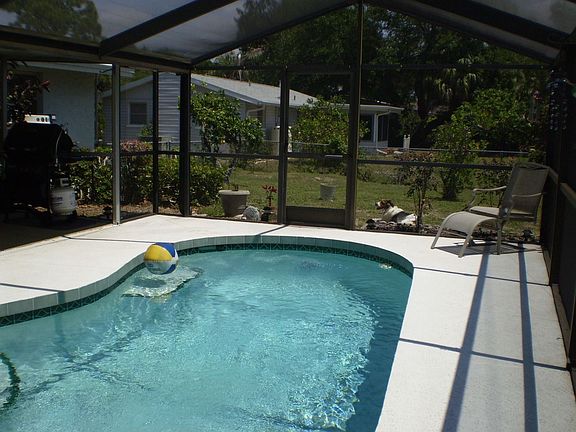 caged, heated pool