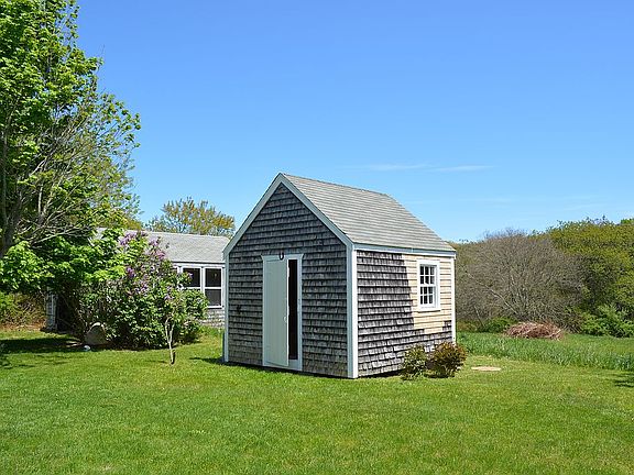 Shed and garage behind
