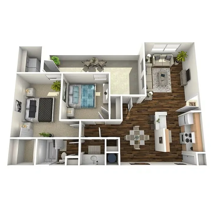 Floor plan 2 Bedroom 1 Bath B2