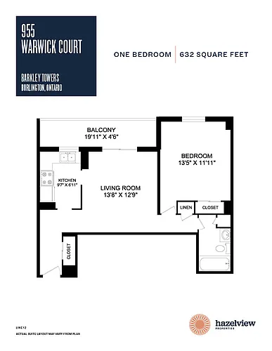 Floor plan 1 Bedroom, 1 Bathroom