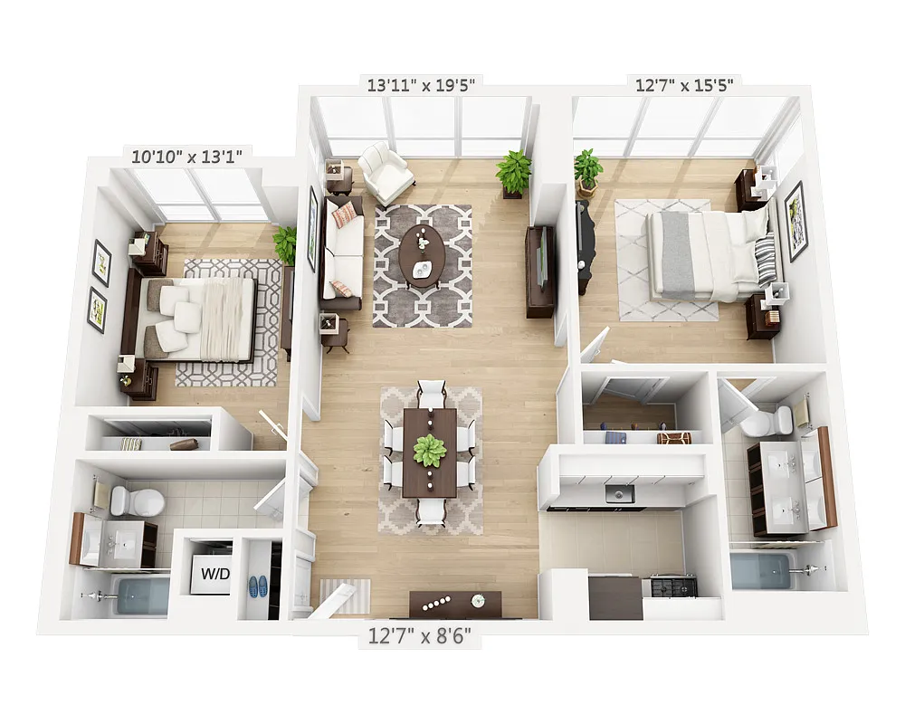Floor plan Two Bedroom (B2E-808)