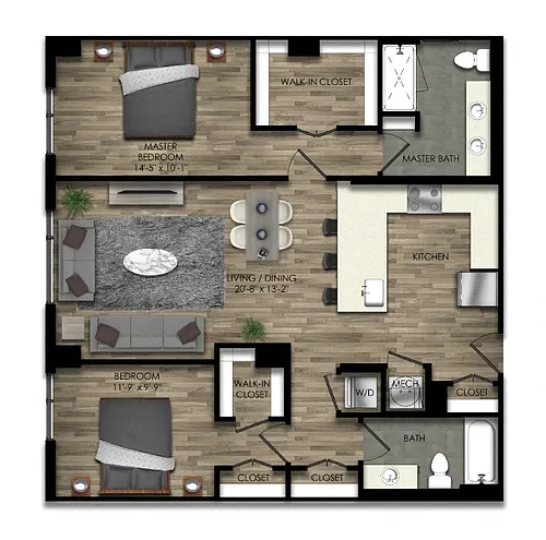 Floor plan 2 Bed/2 Bath-20W