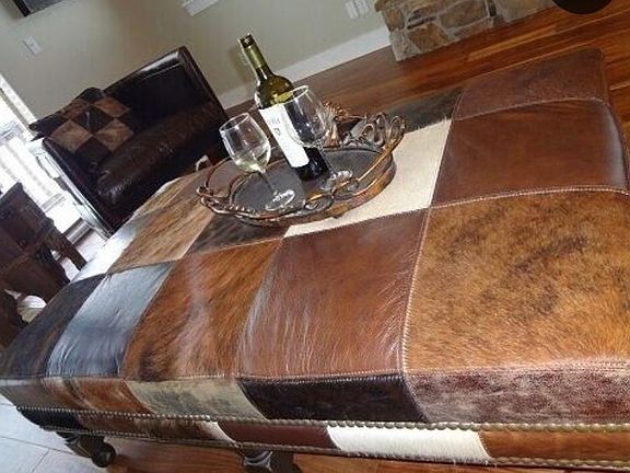 ottoman with tray of wine