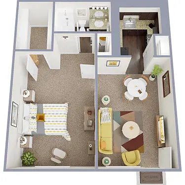 Floor plan 1 Bedroom, 1 Bathroom