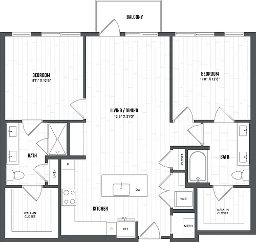 Floor plan 2 Bed/2 Bath-B2