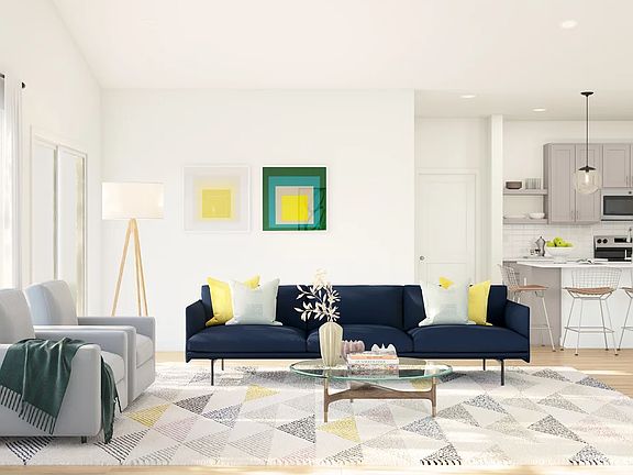 Great room with vaulted ceiling