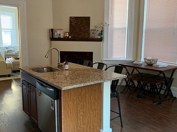 Granite island with seating