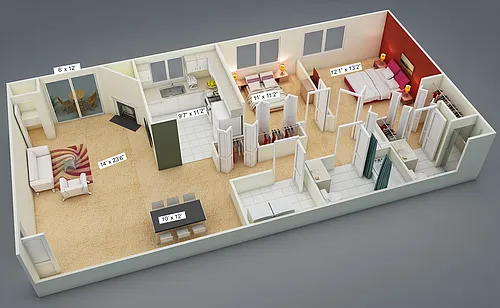 Floor plan Two Bedroom Garden