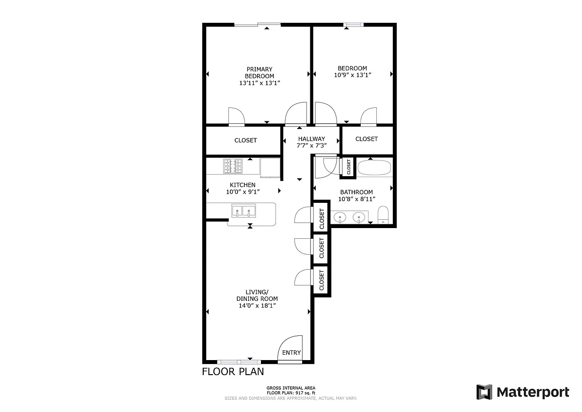 Floor plan 2 Bed 1 Bath