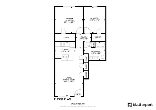 Floor plan 2 Bed 1 Bath