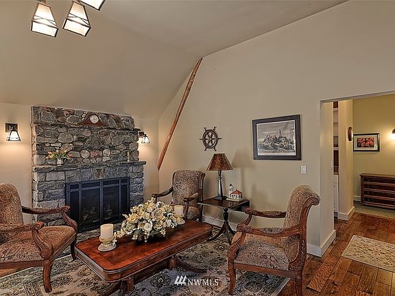 Charming stone fireplace in the great room