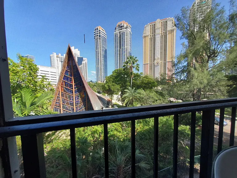 View from balcony to the beachside