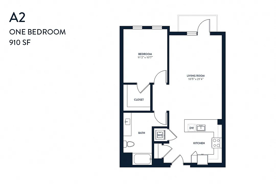 Floor plan One Bedroom A2
