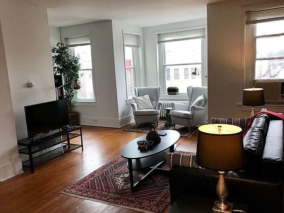 Living room with television and sofa (converts to queen sized bed).
