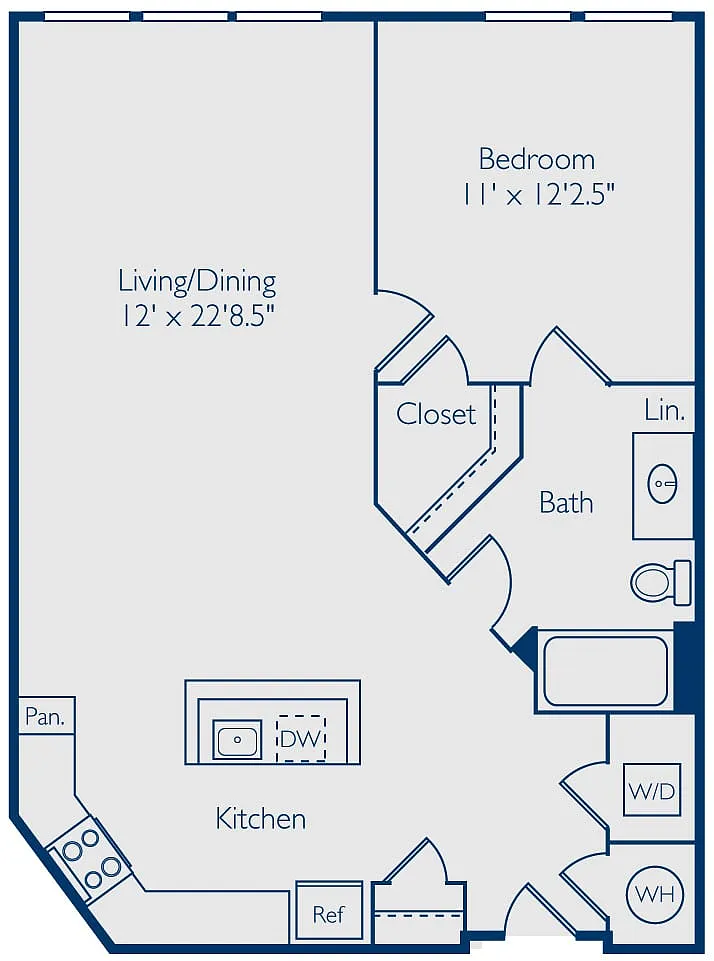 Floor plan 1 Bed 1 Bath A1K