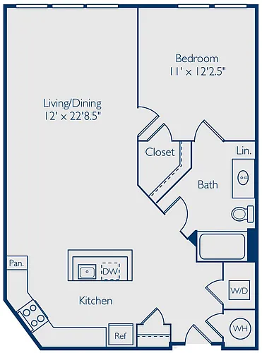 Floor plan 1 Bed 1 Bath A1K
