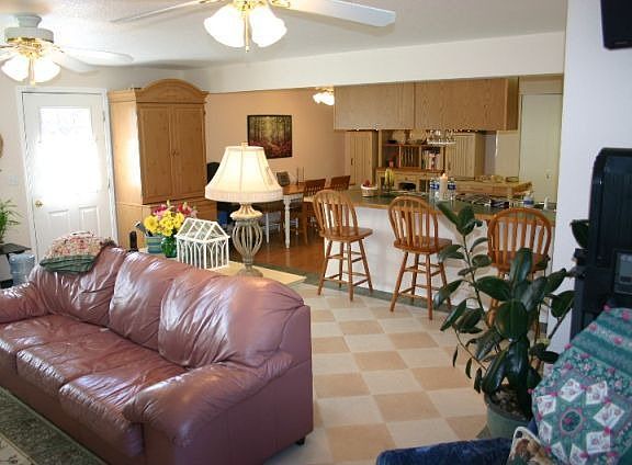 family room and kitchen