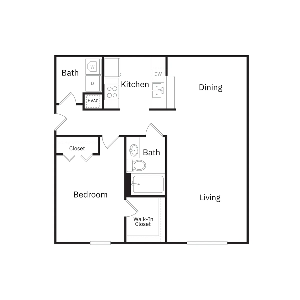 Floor plan One Bedroom One Bath