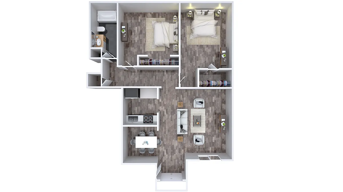 Floor plan 2 Bedroom 1 Bathroom P1