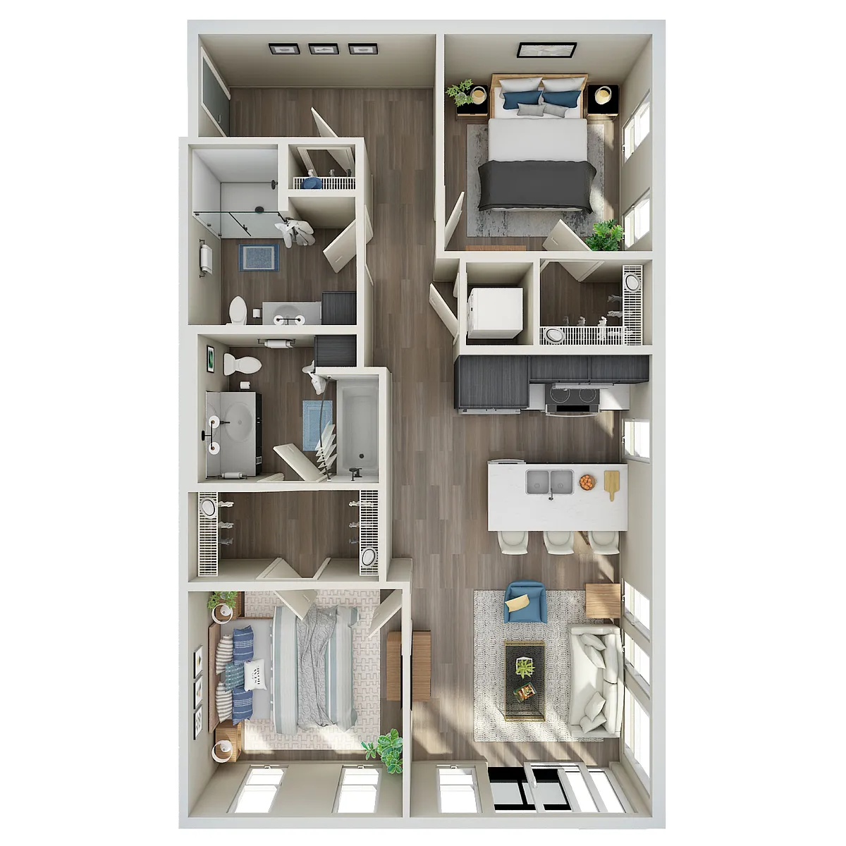 Floor plan Open 2 Bed, 2 Bath - MFTE - E